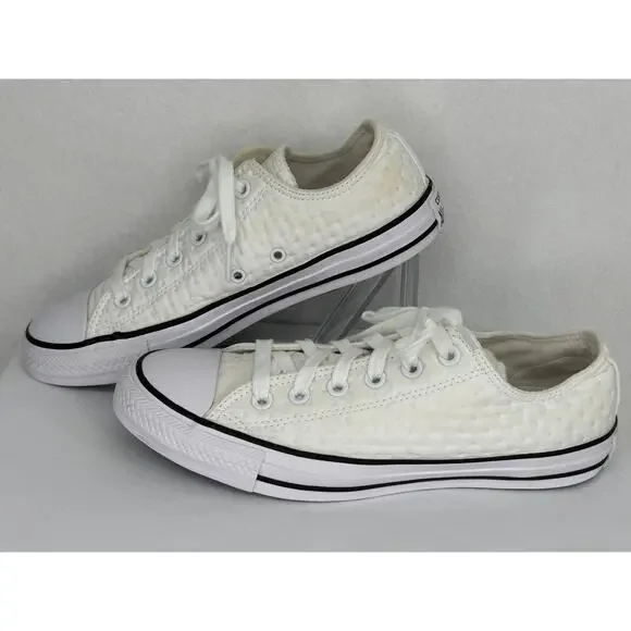 Converse Ctas Neoprene O White Black Low Top Quilted Sneakers 9 - Picture 3 of 11